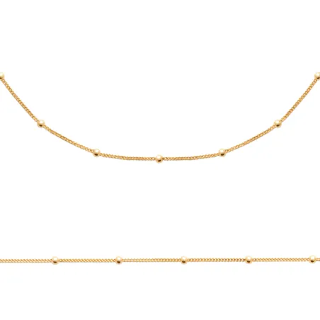 Chaîne maille gourmette ornées de fines boules En Plaqué or 18 Carats 750/1000