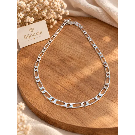 Chaîne Maille Figaro 5MM X 50 CM Argent Massif 925/1000 Bijoux Homme