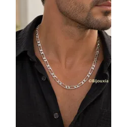 Chaîne Maille Figaro 5MM X 50 CM Argent Massif 925/1000 Bijoux Homme