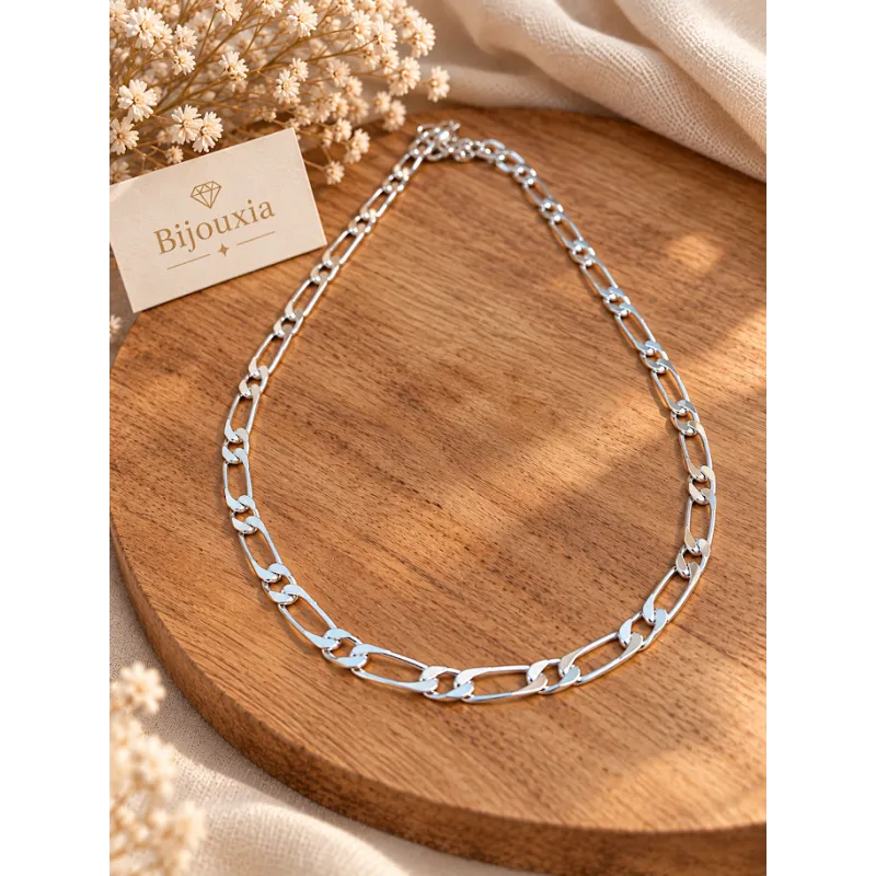 Chaîne Maille Figaro 5MM X 60 CM Argent Massif 925/1000 Bijoux Homme