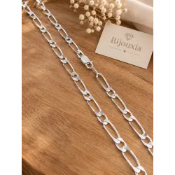Chaîne Maille Figaro 5MM X 60 CM Argent Massif 925/1000 Bijoux Homme