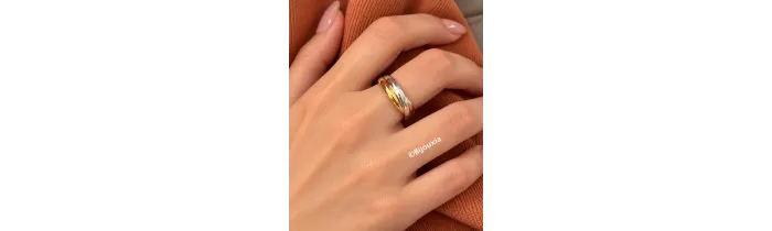 Bague 3 Anneaux Tricolore Argent 925 et Plaqué or 18 Carats T48 à 70