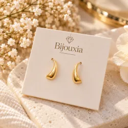 Boucles D'oreilles Goutte D'eau Plaqué Or 18 Carats 750/1000