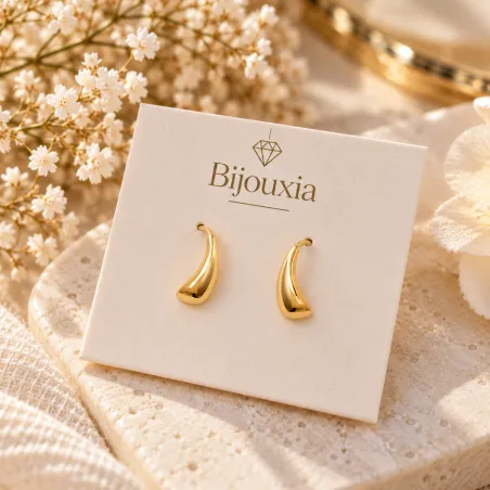 Boucles D'oreilles Goutte D'eau Plaqué Or 18 Carats 750/1000