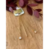 Boucles d'oreilles Chaîne Traversante Oxyde de Zirconium Plaqué or 18 Carats