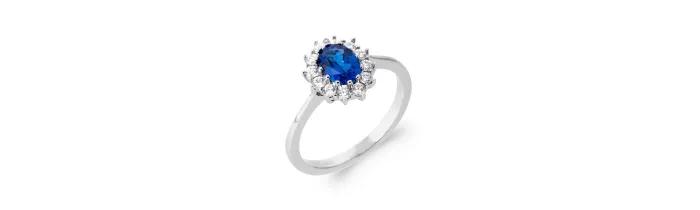 Bague Marquise Saphir Zirconium Taille 50 Argent Massif 925/000 Rhodié
