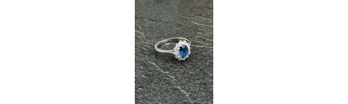 Bague Marquise Saphir Zirconium Taille 50 Argent Massif 925/000 Rhodié