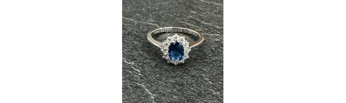 Bague Marquise Saphir Zirconium Taille 50 Argent Massif 925/000 Rhodié
