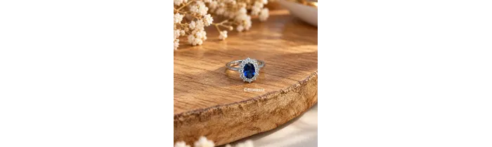 Bague Marquise Saphir Zirconium Taille 50 Argent Massif 925/000 Rhodié