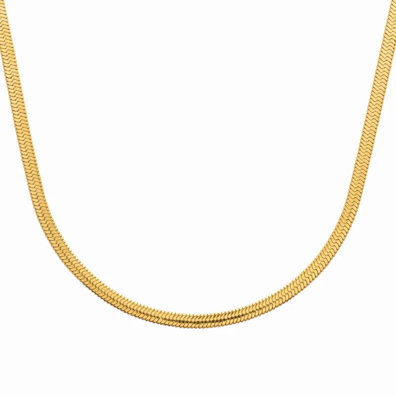 Collier maille miroir - maille plate serpent en acier inoxydable doré 45cm