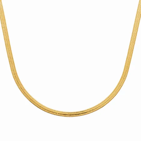 Collier maille miroir - maille plate serpent en acier inoxydable doré 45cm