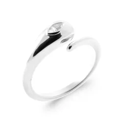 Bague Bombée forme Goutte D'eau Zirconium Argent 925/000 Rhodié T50 à 60