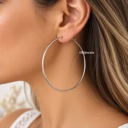 Créoles Lisses Diamètre 6cm Lisses En Acier Inoxydable Argenté