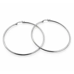 Créoles Lisses Diamètre 6cm Lisses En Acier Inoxydable Argenté