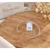 Bracelet Jonc Motif Chaîne Gourmette Alternée En Argent Massif 925/1000 Rhodié
