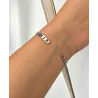 Bracelet Jonc Motif Chaîne Gourmette Alternée En Argent Massif 925/1000 Rhodié