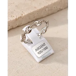 Bague Motif Grain de Café En Argent Rhodié 925/000 T50 à 60