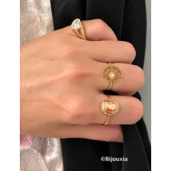 Bague Camée Rouge Et Plaqué or 18 Carats Tailles 50 à 66