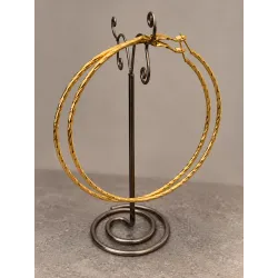 Boucles D'oreilles Grandes Créoles 8CM Fil Torsadé En Plaqué or 750/000