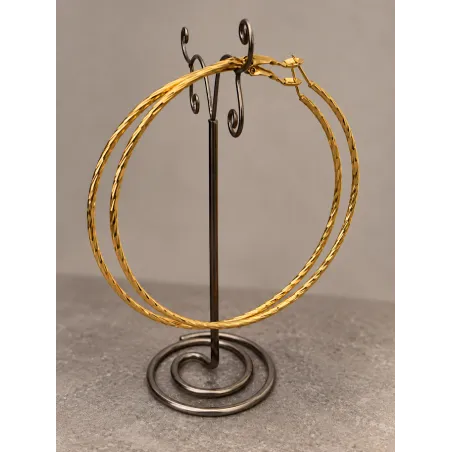 Boucles D'oreilles Grandes Créoles 8CM Fil Torsadé En Plaqué or 750/000