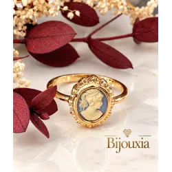 Bague Symbole Camée Bleu En Plaqué or 18 Carats 750/1000