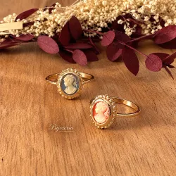 Bague Camée Rouge Et Plaqué or 18 Carats Tailles 50 à 66