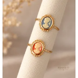Bague Camée Rouge Et Plaqué or 18 Carats Tailles 50 à 66