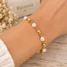 Bracelet Boules et Perles En Plaqué Or 18 carats 750/1000