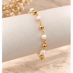Bracelet Boules et Perles En Plaqué Or 18 carats 750/1000