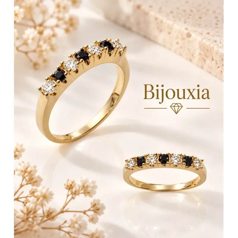 Bague Pierres saphirs Plaqué or 18 CARATS 750/000 Tailles 48 à 68