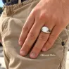 Bague Chevalière en argent massif 925/1000 Bijoux Mixte
