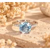 Bague Cristal Solitaire Pierre Bleu Topaze Argent Massif 925/1000