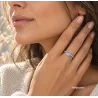Bague Cristal Solitaire Pierre Bleu Topaze Argent Massif 925/1000