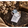 Bague Cristal Solitaire Pierre Bleu Topaze Argent Massif 925/1000