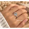 Bague Cristal Solitaire Pierre Bleu Topaze Argent Massif 925/1000