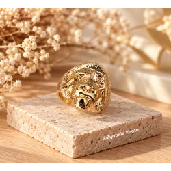 Chevalière Homme Symbole LION En Plaqué or 18 CARATS 750/1000 T58 à 68