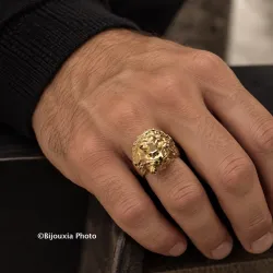 Chevalière Homme Symbole LION En Plaqué or 18 CARATS 750/1000 T58 à 68