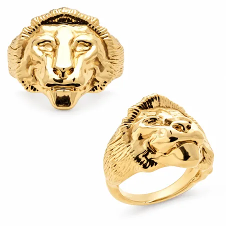 Chevalière Homme Symbole LION En Plaqué or 18 CARATS 750/1000 T58 à 68