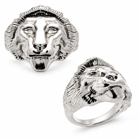 Chevalière Homme Symbole LION En Argent Massif 925/000 Tailles 58 à 68
