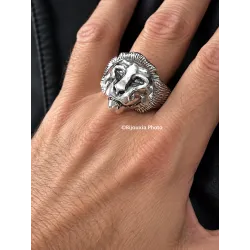 Chevalière Homme Symbole LION En Argent Massif 925/000 Tailles 58 à 68