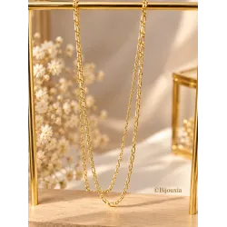 Chaîne Fine Maille Figaro 50cm x 1.20mm Plaqué or 18 Carats 750/1000