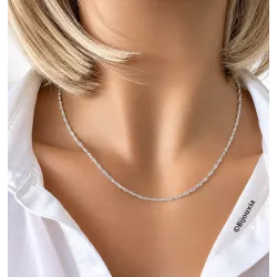 Chaîne 60cm x 1.50mm Maille Singapour En Argent Massif 925/000