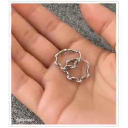 Boucles d'oreilles créoles grain de café en argent massif 925/000 Rhodié