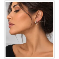 Boucles d'oreilles créoles grain de café en argent massif 925/000 Rhodié