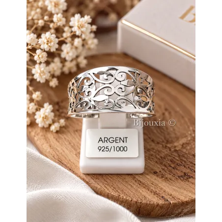 Bague Ajourée Argent Massif 925/000 Poinçonné – Motifs Arabesques - T48 à 68