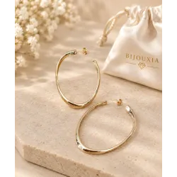 Boucles D'oreilles demi créoles ouvertes 5,2CM Plaqué Or 18 CARATS