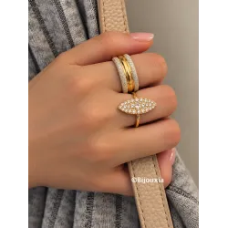 Bague Alliance Bicolore ZIRCONIUM Plaqué or 18 CARATS T 56 à 64