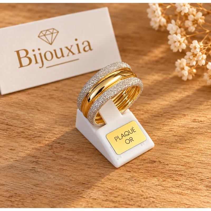 Bague Alliance Bicolore ZIRCONIUM Plaqué or 18 CARATS T 56 à 64
