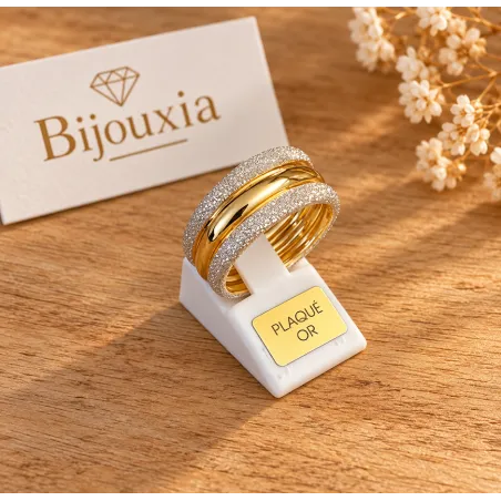 Bague Alliance Bicolore ZIRCONIUM Plaqué or 18 CARATS T 56 à 64