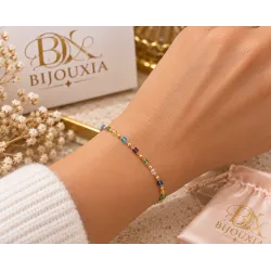 Bracelet Fin Orné de Cristal Multicolore en plaqué or 18 Carats 750/000